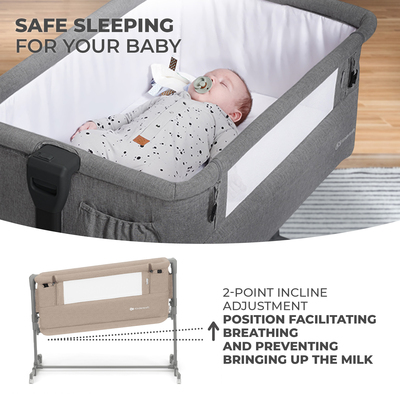 Kinderkraft NESTE GROW Bedside Crib, Beige