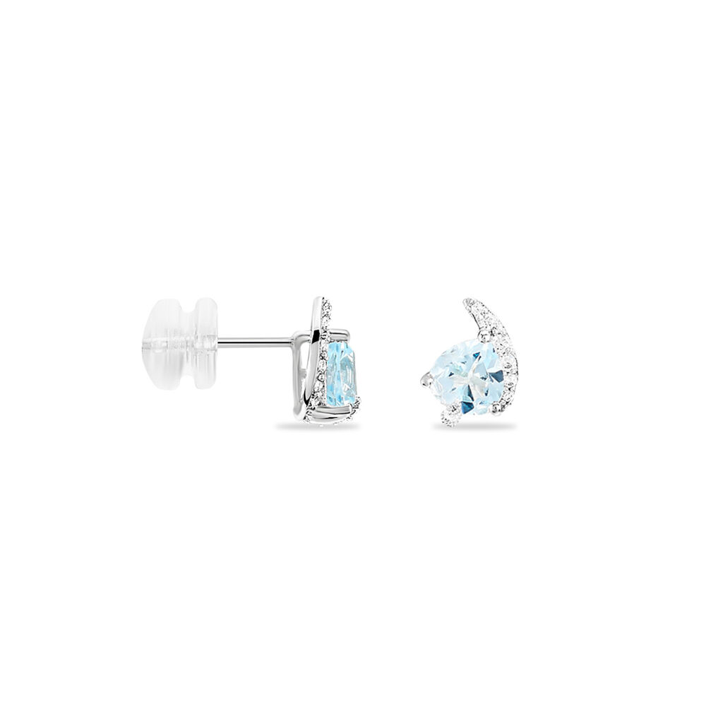 Boucles D'oreilles Puces Coeur In Love Or Blanc Topaze Et Oxyde