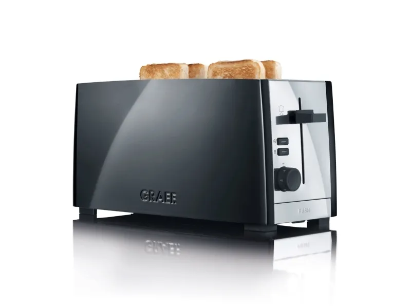 Graef TO 102, 4 skive(r), Sort, Aluminium, Rustfrit stål, Knapper, Dreje, 1380 W, 230 V