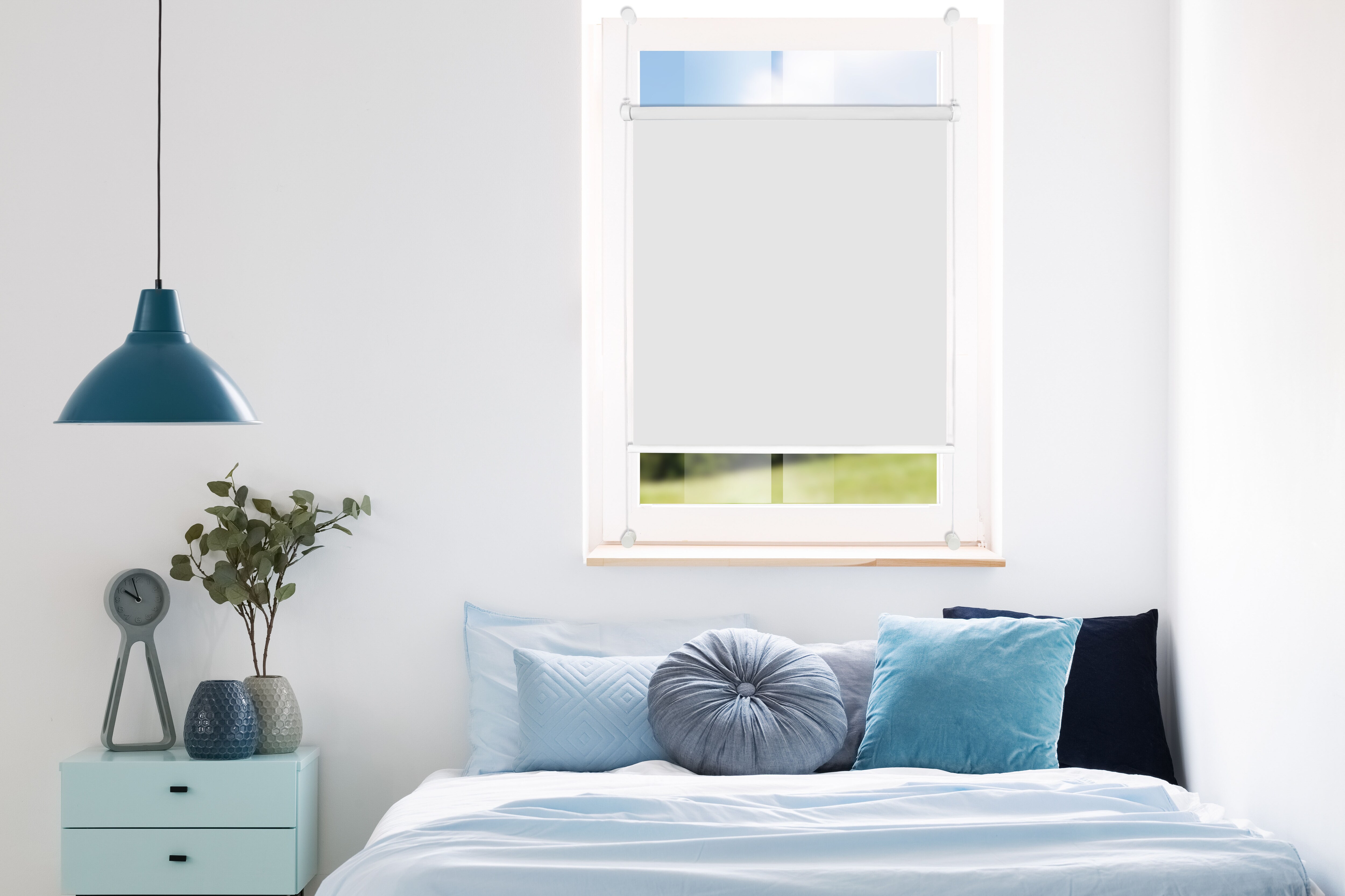 Ondeco Tageslicht Rollo ohne Bohren Klemmrollo Alternative Plissee Klemmfix Sichtschutz Sonnenschutz Farbe: Weiß, Größe: 40x130 cm