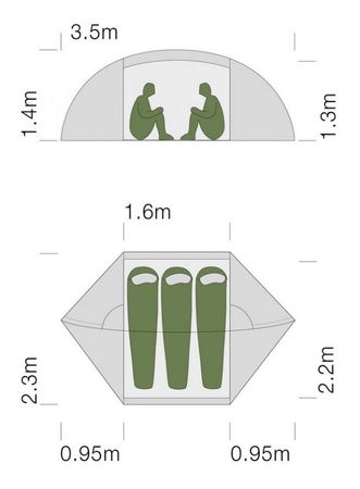 ORION III EXTREME 3-Personen Zelt  grün
