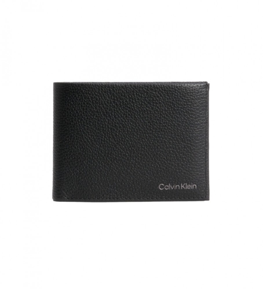 Carteira Calvin Klein Tripla em Couro com RFID - Preta - 9,5x12,8x2,5cm -
