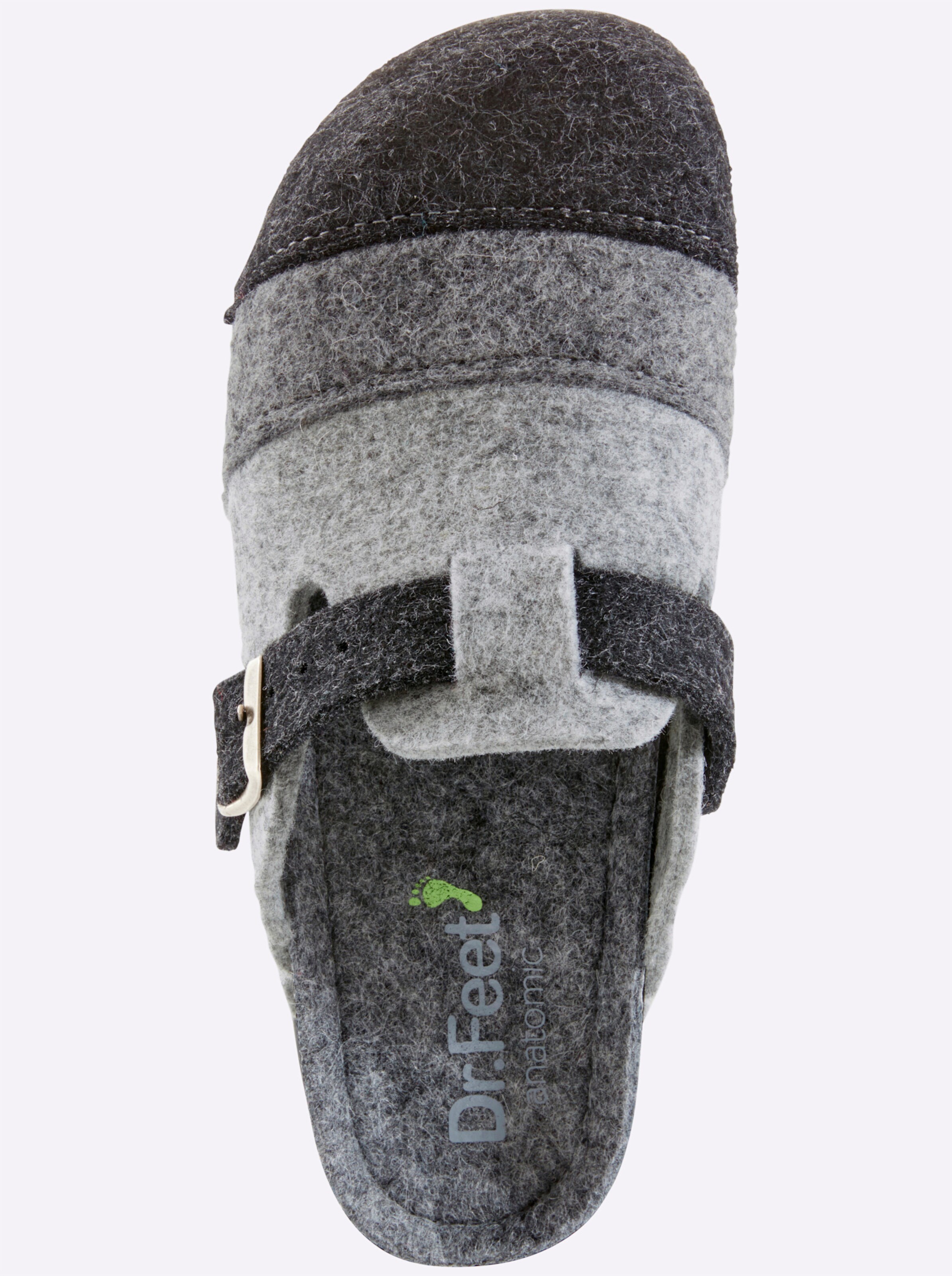 Dr. Feet Hausschuh in grau-gestreift