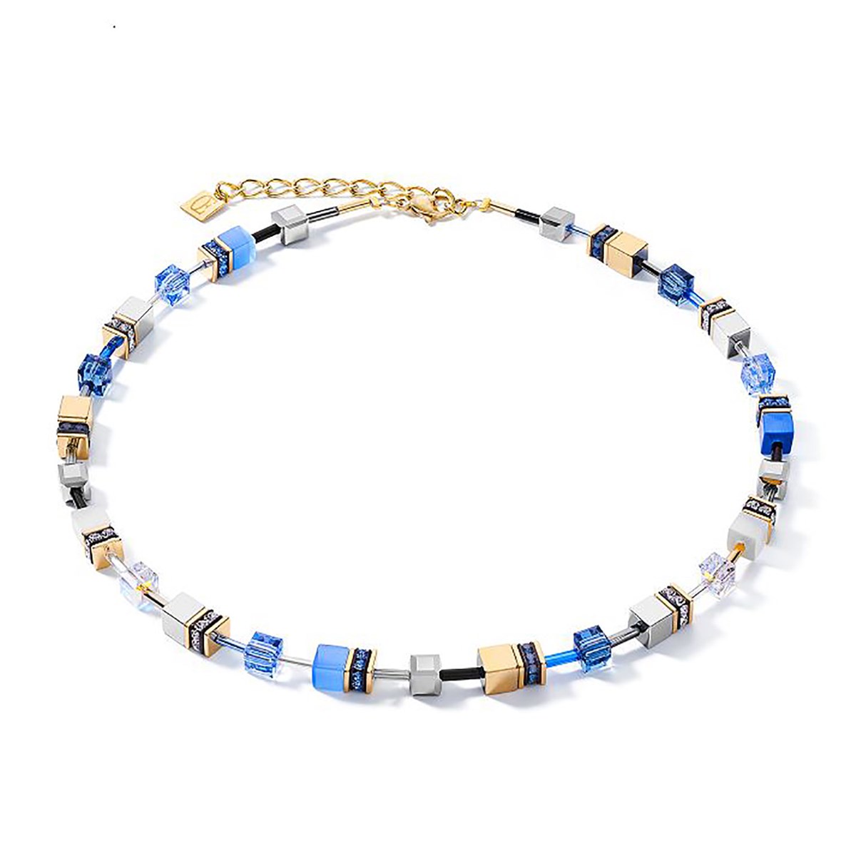 Collier Coeur de Lion Geocube bleu doré