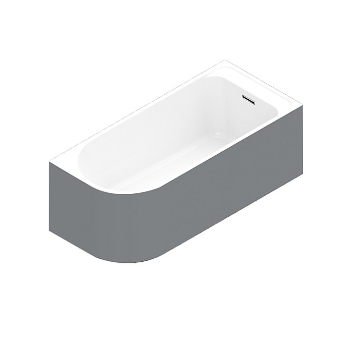 Baignoire adossée pour angle droit 160x75 cm Oguta gris