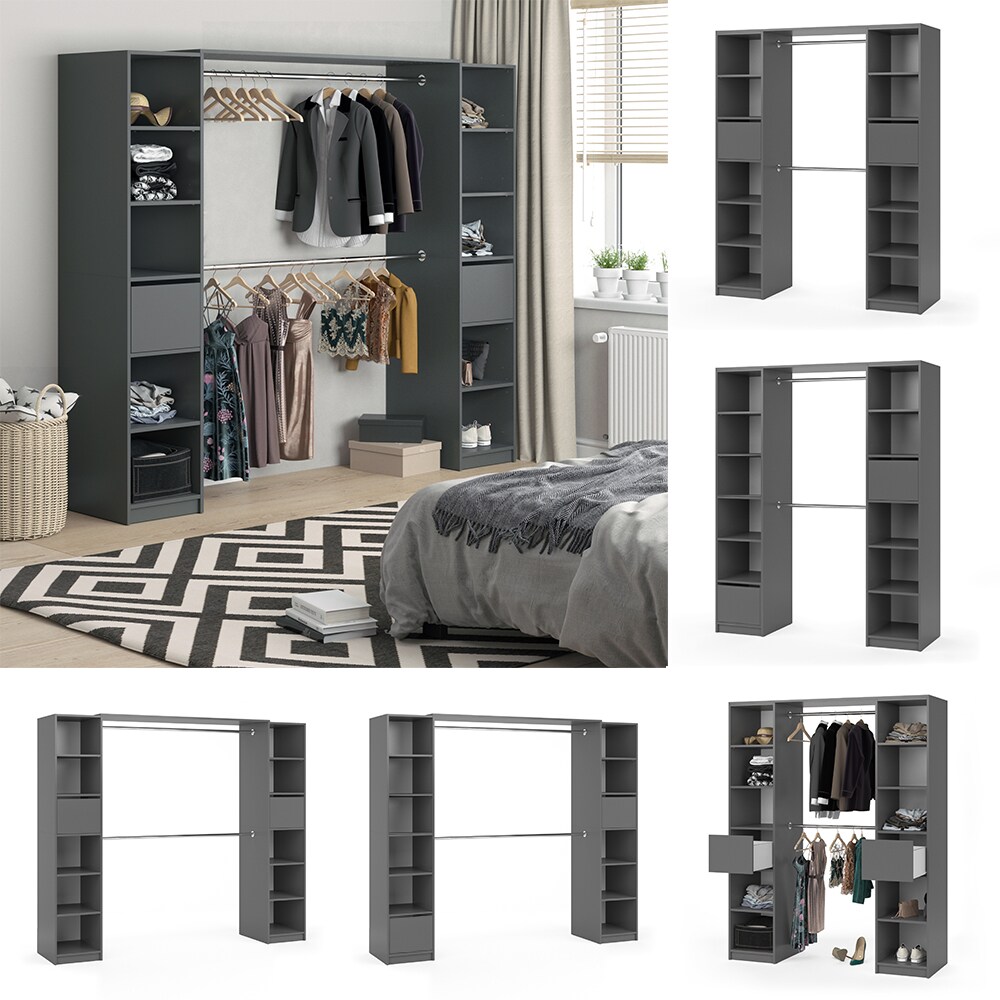 Vicco Kleiderschrank Visit Anthrazit Dielenschrank Flurgarderobe - Offen begehbar (Set XL)