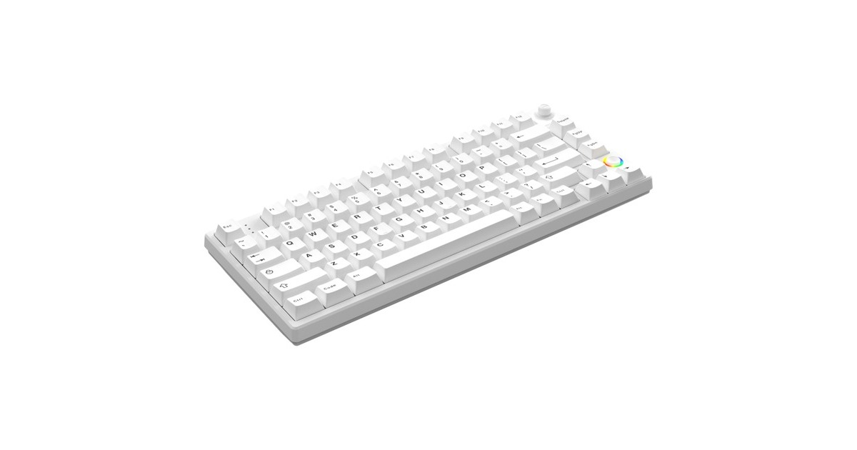 HelloGanssHS75T White, toetsenbord  (Wit, US lay-out, Gateron Yellow, 75%, RGB leds, PBT Doubleshot keycaps, hot swap, 2,4 GHz / Bluetooth / USB-C)