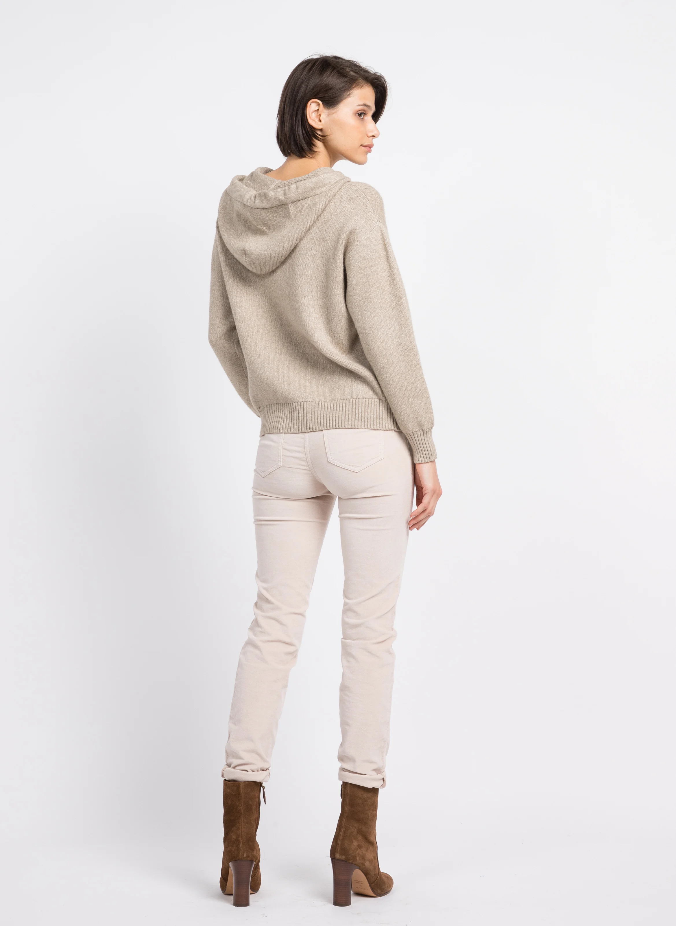 SYLVANOB - Pantalon slim en velours lisse | Beige