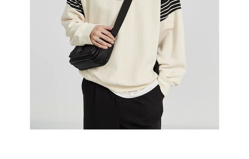 Savenne - Sweatshirt met lange mouwen, contrastkraag en halve rits, polokraag
