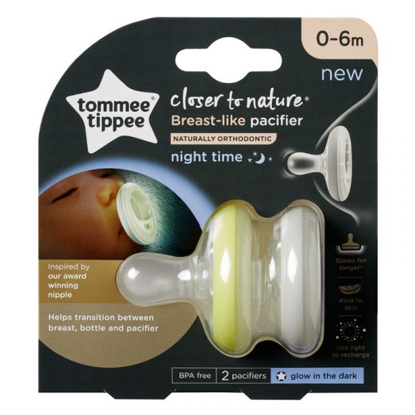 Tommee Tippee 2 Chupetas em Forma de Peito 0-6m Branco e Amarelo