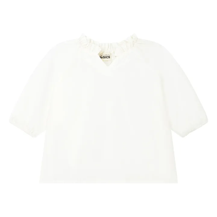 SMALLABLE BASICS Blouse Fille en Popeline Organique Manches 3/4 | Blanc cassé
