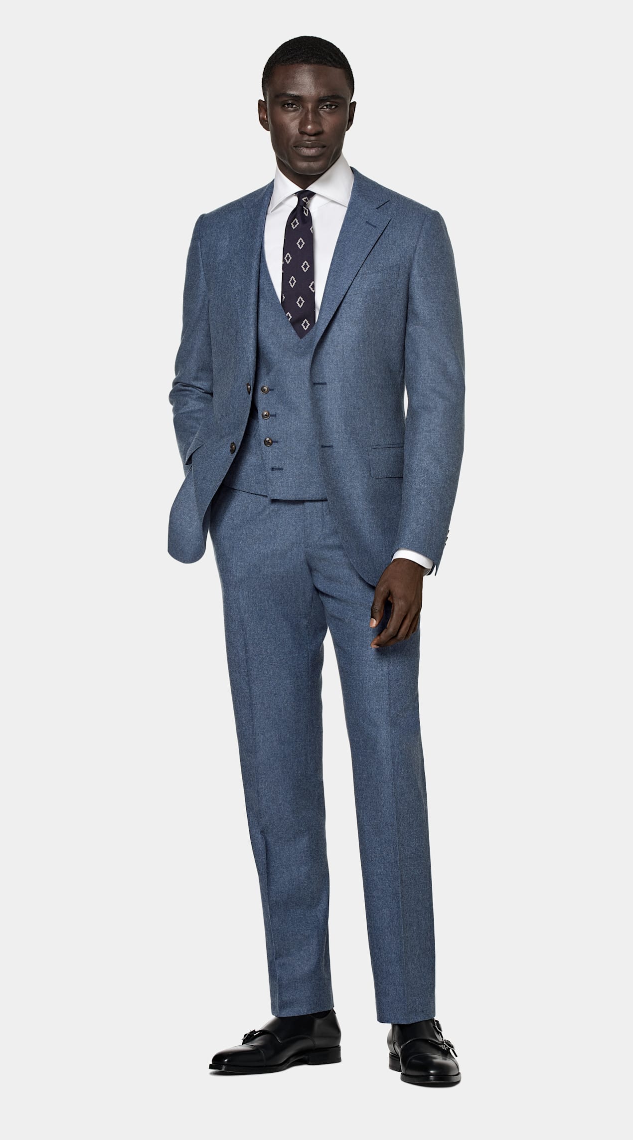 Costume Lazio coupe Tailored bleu moyen