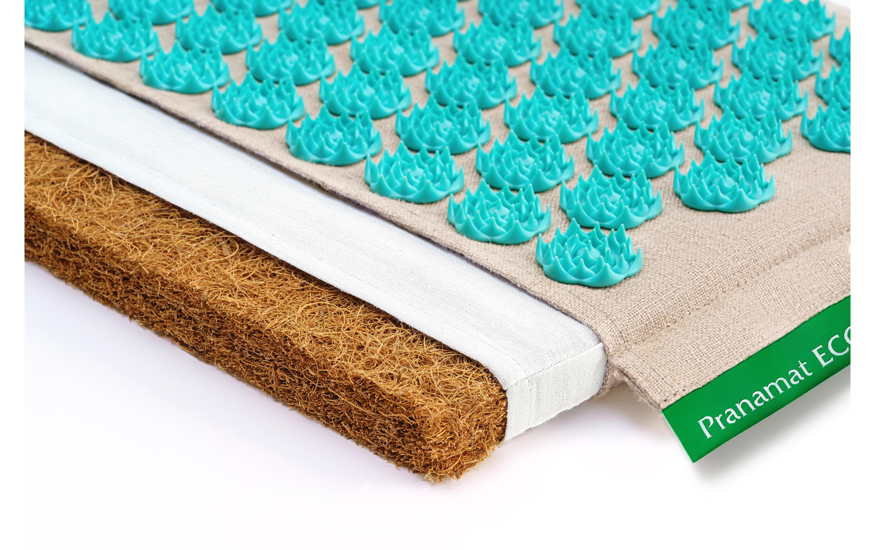 Eco Massage Set – Matte und Kissen türkis<br>Nahhaltiges, handgefertigtes Rücken- und Kopfmassage Set