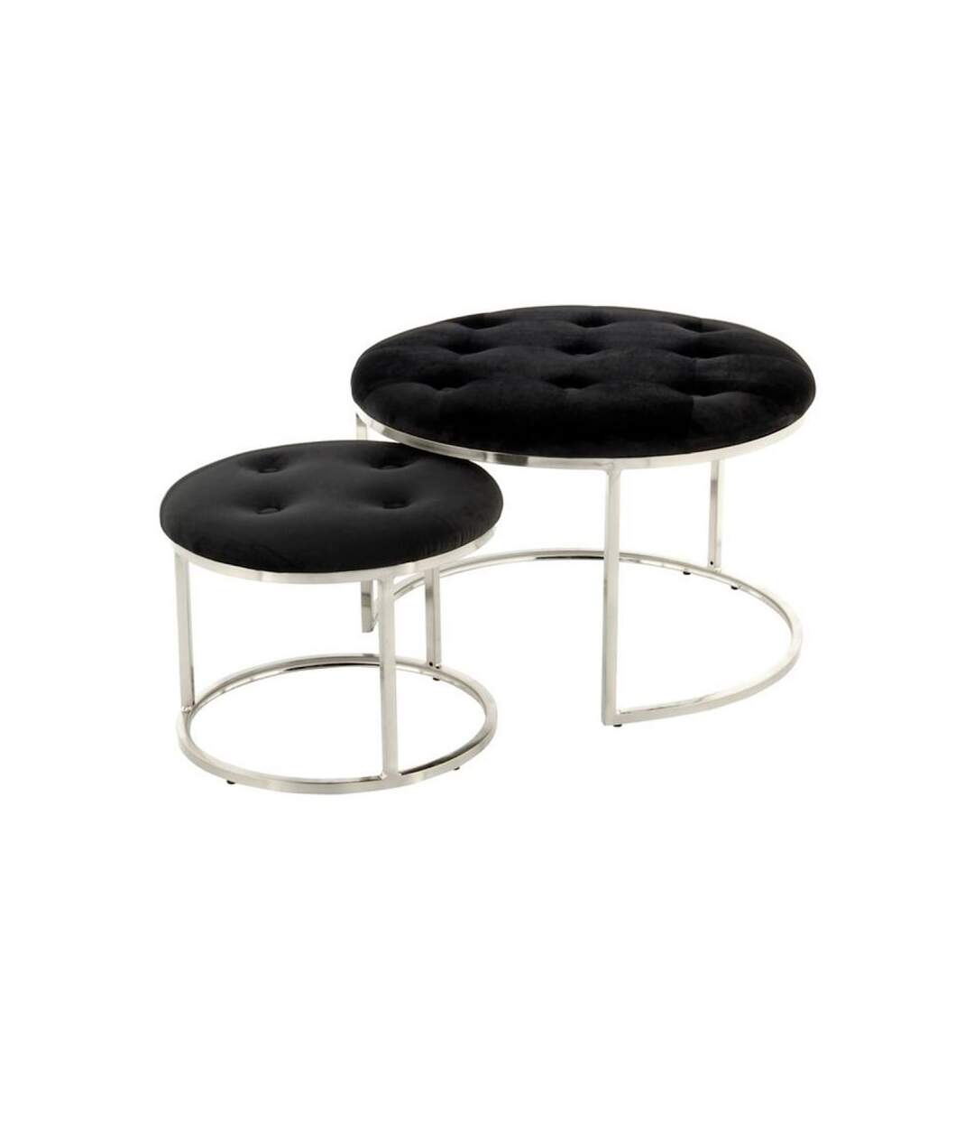 Paris Prix - Lot De 2 Tabourets becky 60cm Noir & Argent