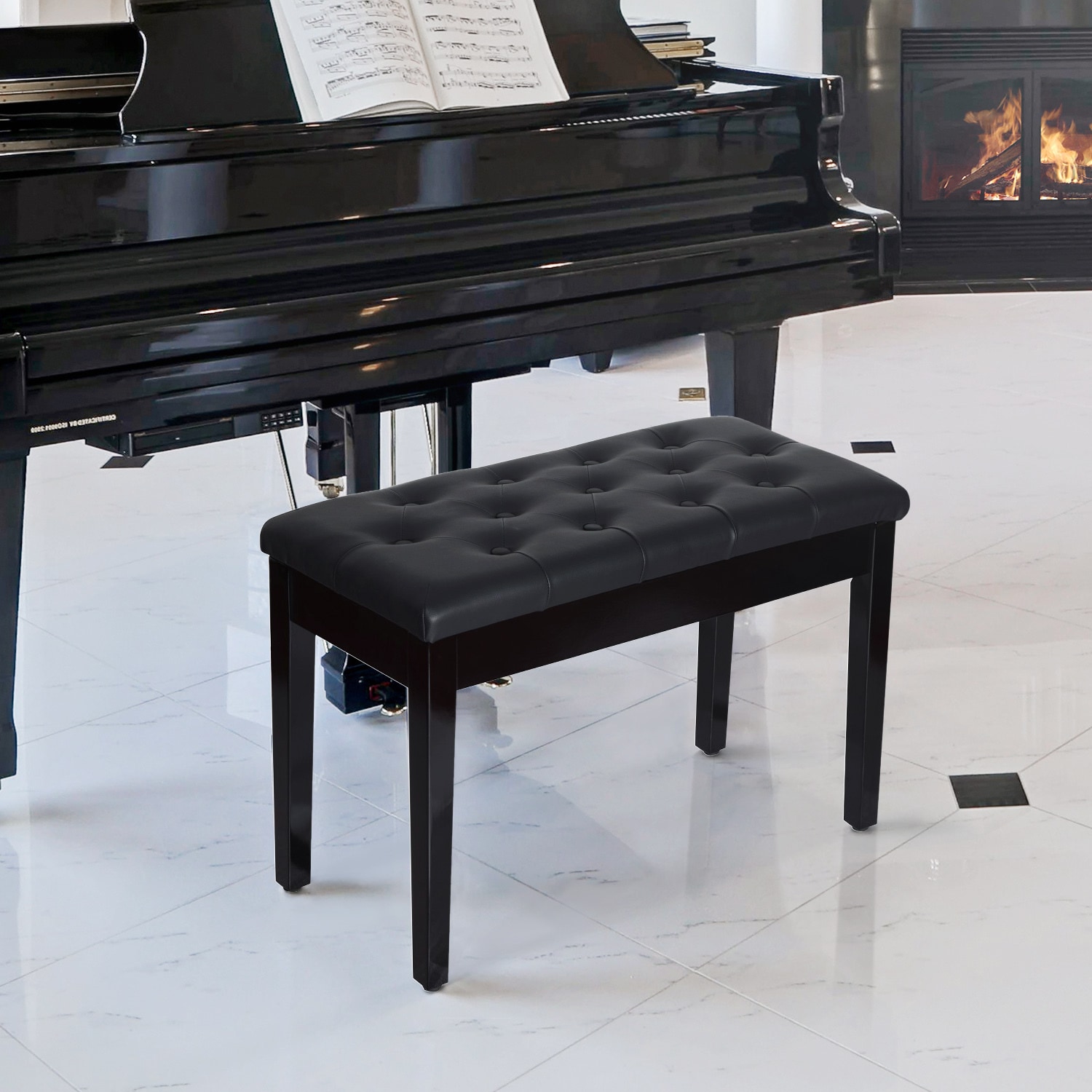 HOMCOM Klavierhocker mit Stauraum schwarz 75 x 35 x 50 cm (LxBxH)