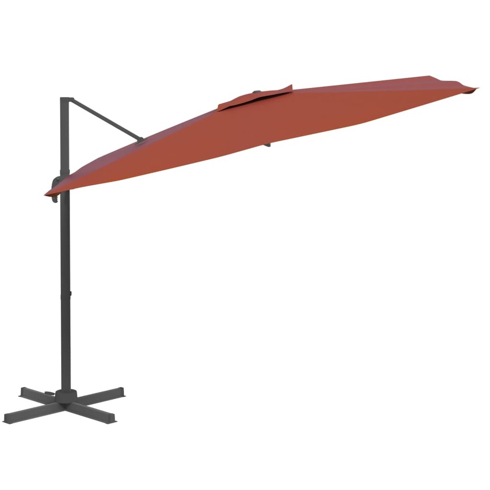 Parasol meuble de jardin déporté avec mât en aluminium 300 x 300 cm orange