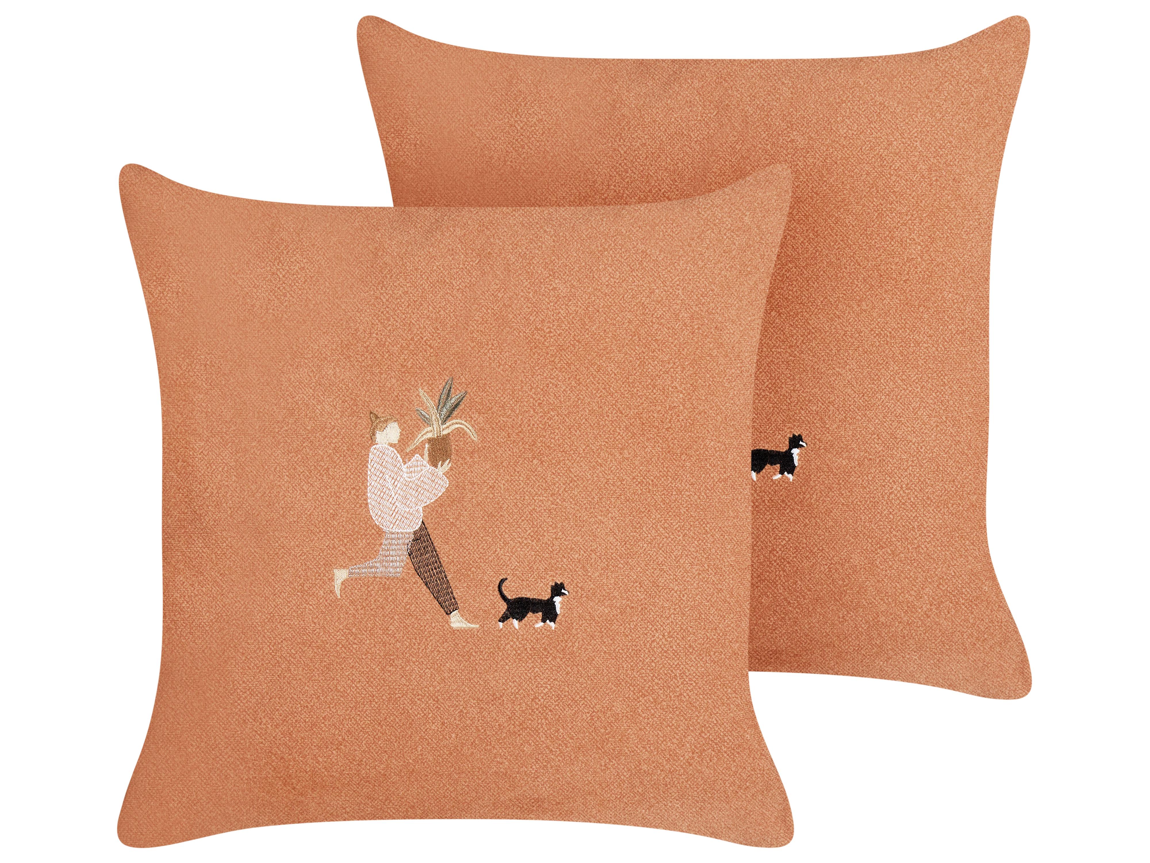 Set van 2 sierkussens MARIGOLD 45 x 45 cm Oranje effen