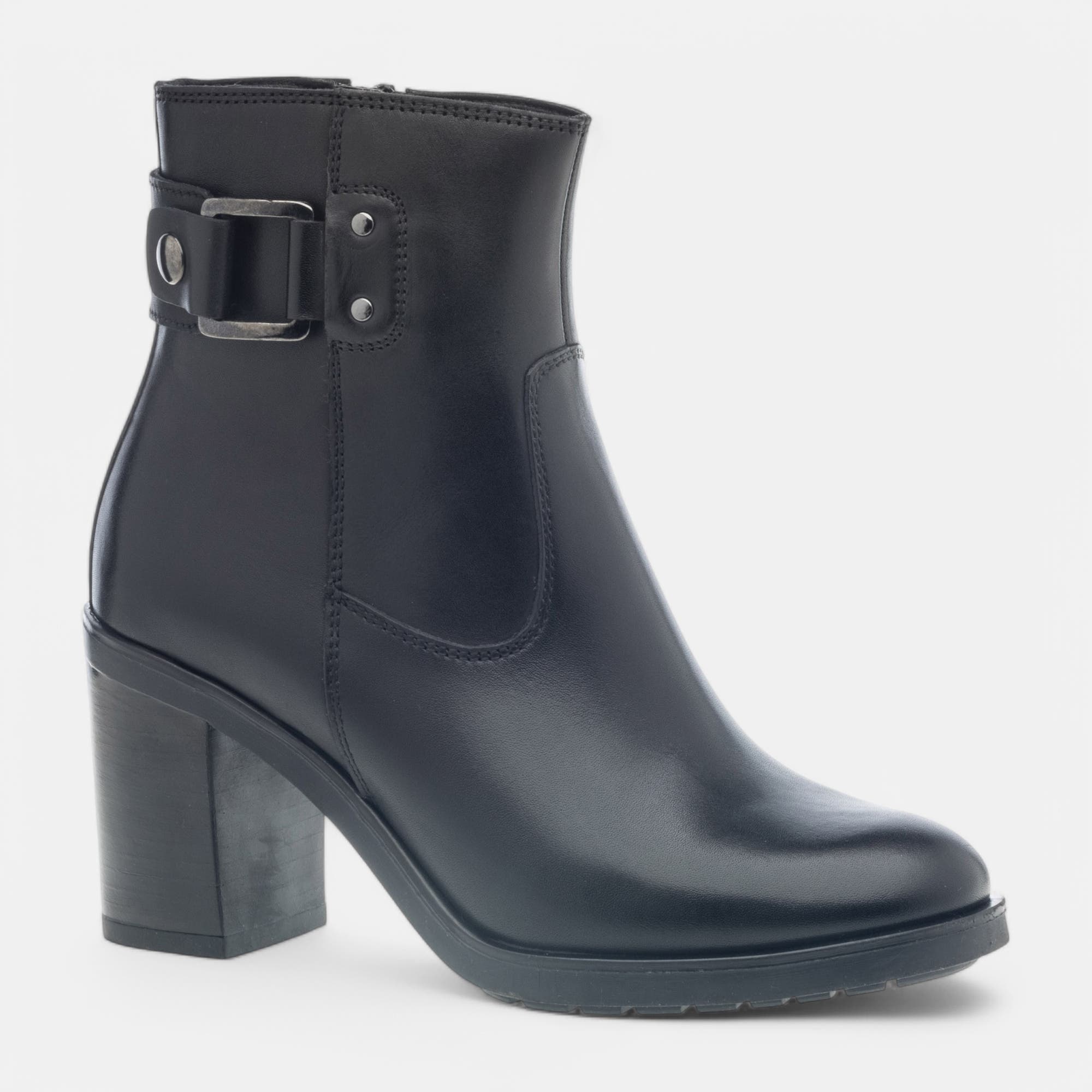 Bottines à talon Femme en cuir noir