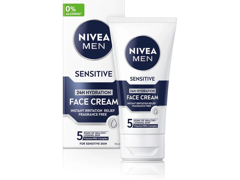 NIVEA MEN Gesichtscrème Sensitive 75 ml Gesichtspflege beruhigt und versorgt die Haut intensiv mit Feuchtigkeit
