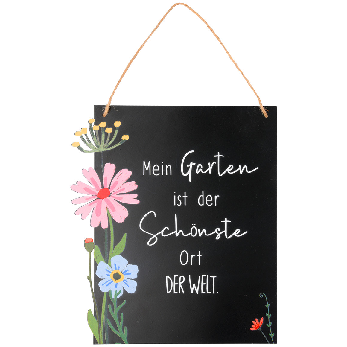 Metallschild mit Spruch schwarz