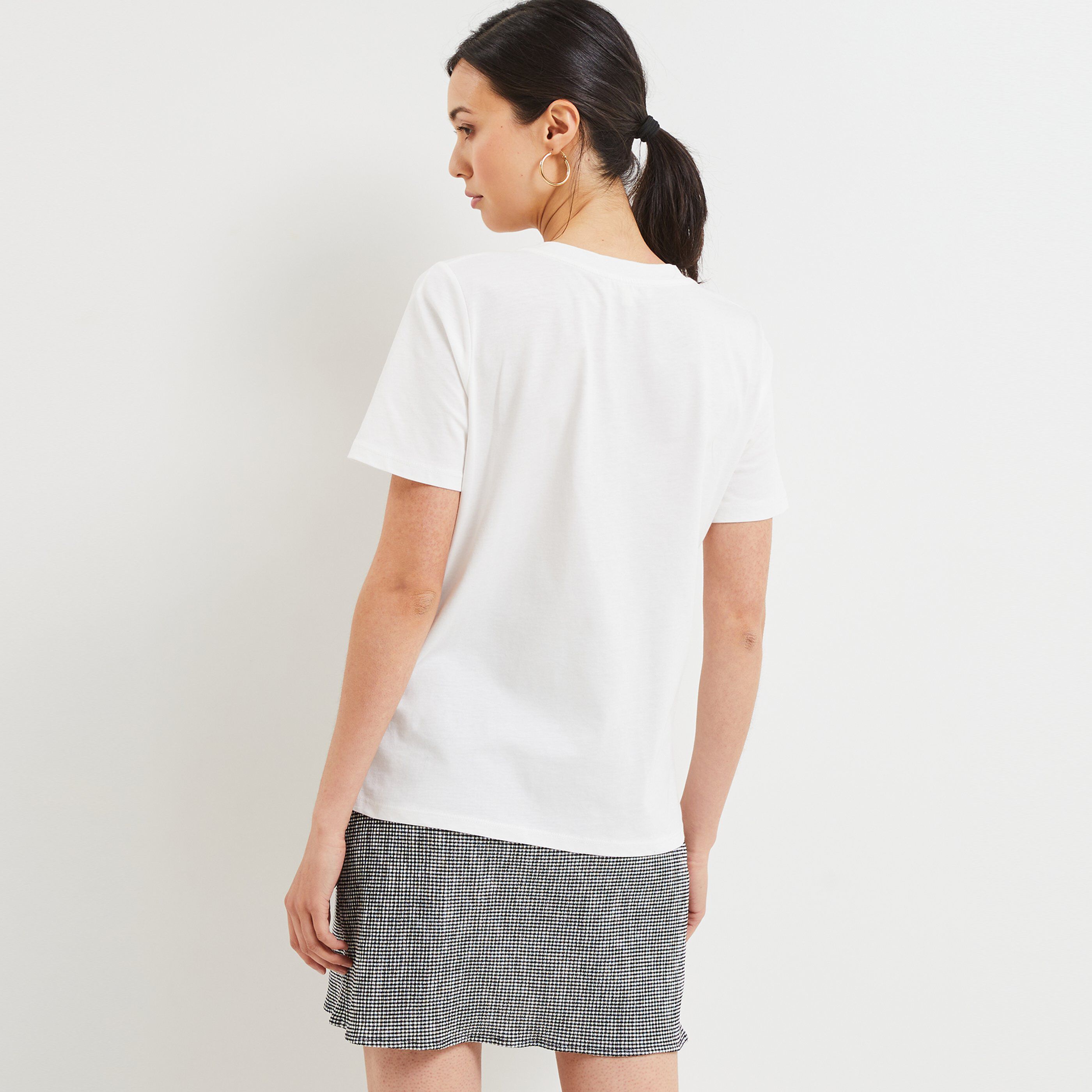 Tshirt imprimé coeur femme - BLANC CASSE