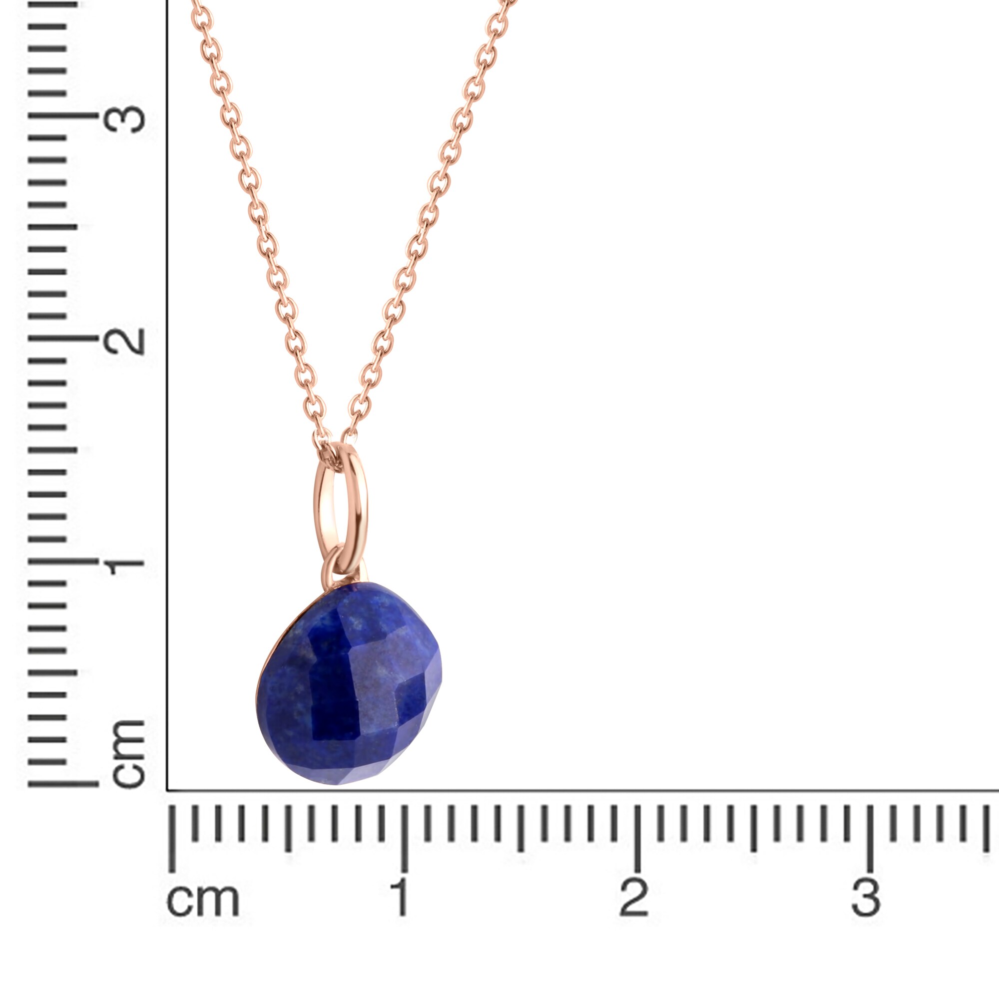 Jamelli Halskette Silber 925 rosé-vergoldet 42+3cm lang mit echtem Lapis