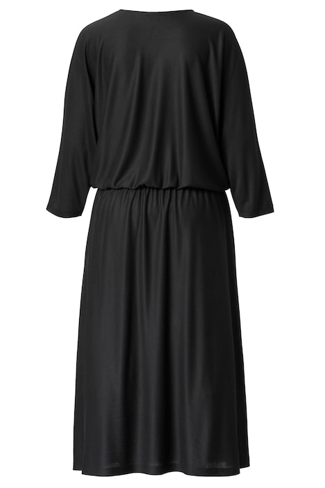 Jersey-Midikleid, Rundhals, elastische Taille, Langarm