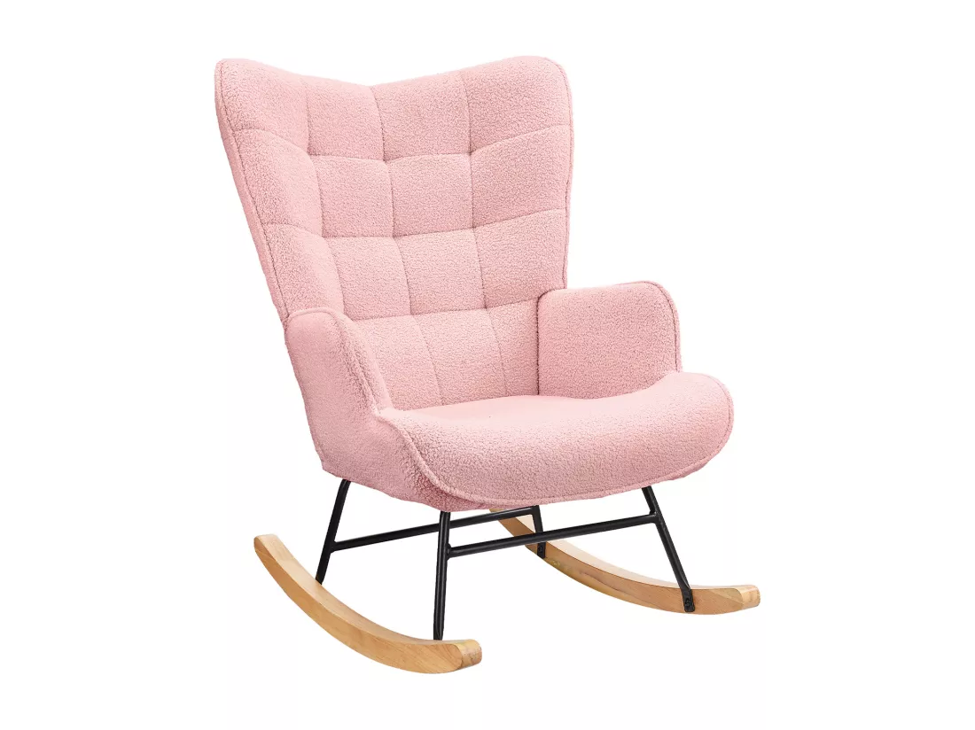 Fauteuil à Bascule Adulte - Chaise à Bascule d'extérieur Ergonomique - pour Salon - Jardin - Chambre - Rose