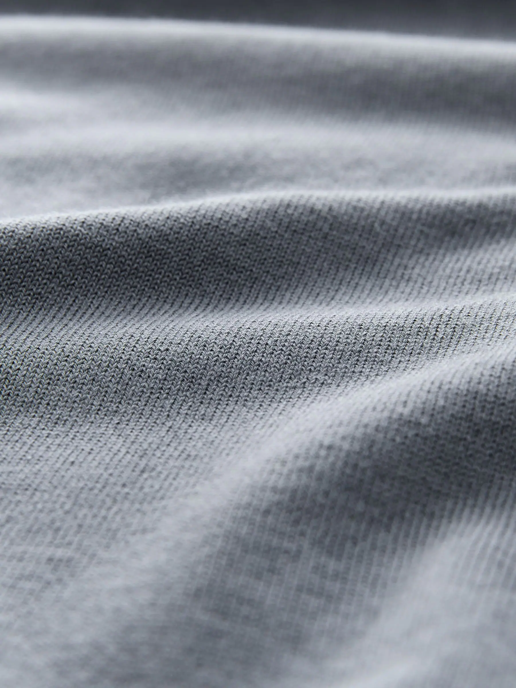 Grijsblauw - Slim Fit - Katoenrijk gebreid poloshirt met lange mouwen