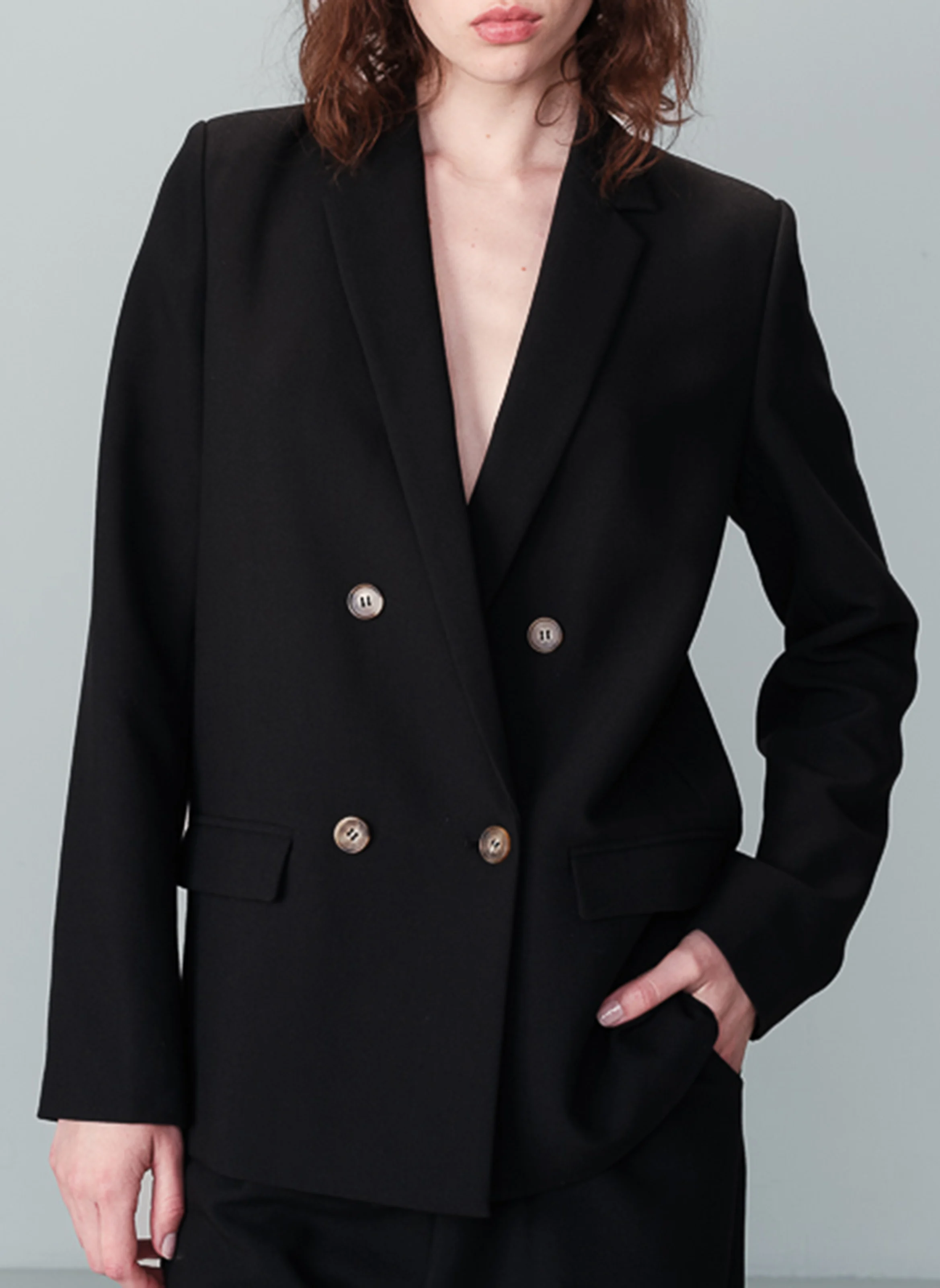 NOIX - Blazer droit à double boutonnage| Noir