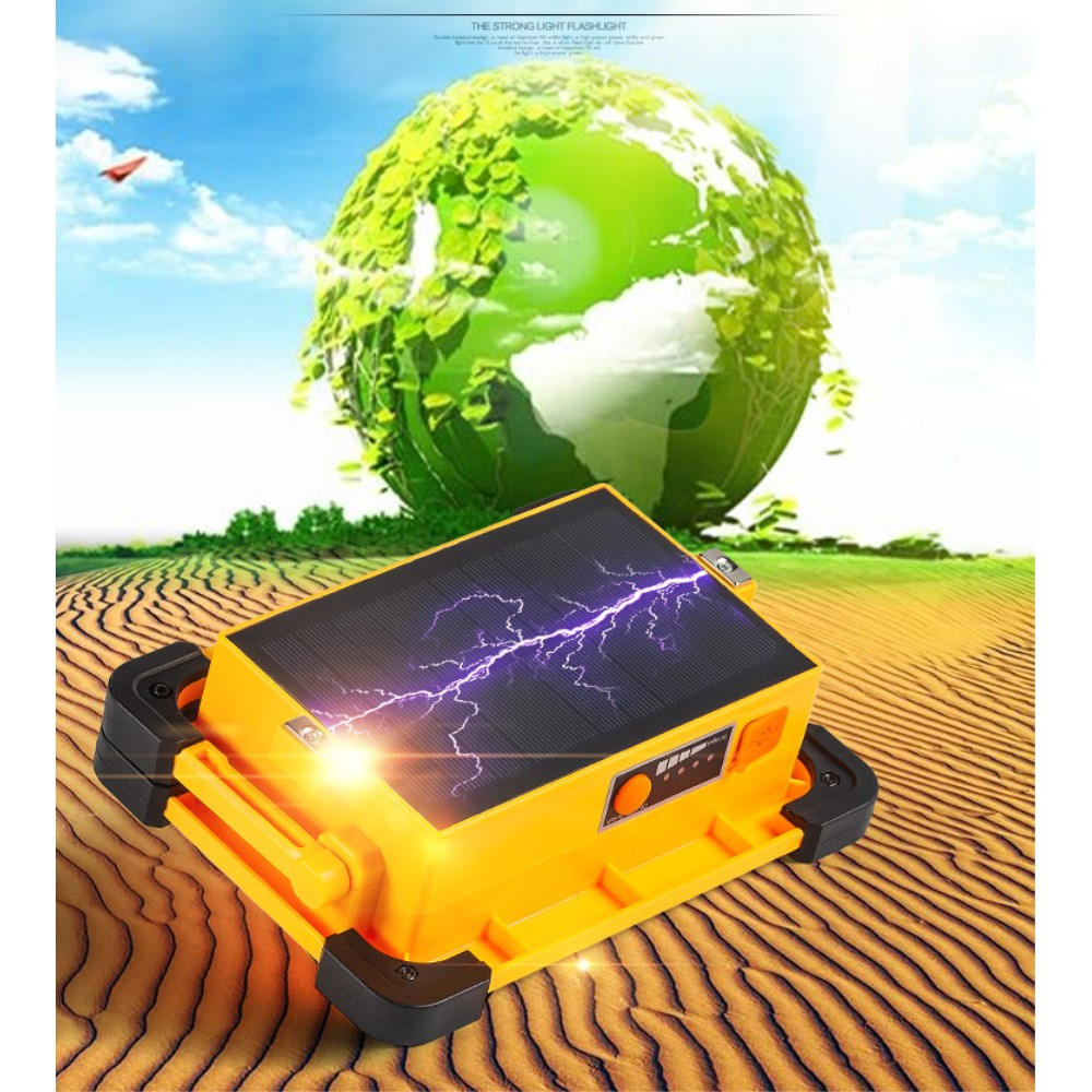 (500 Lumen) Solar Camping Licht Arbeitsleuchte mit 60-LED's und Magnet Halterung   USB Powerbank (6600mAh) - Orange