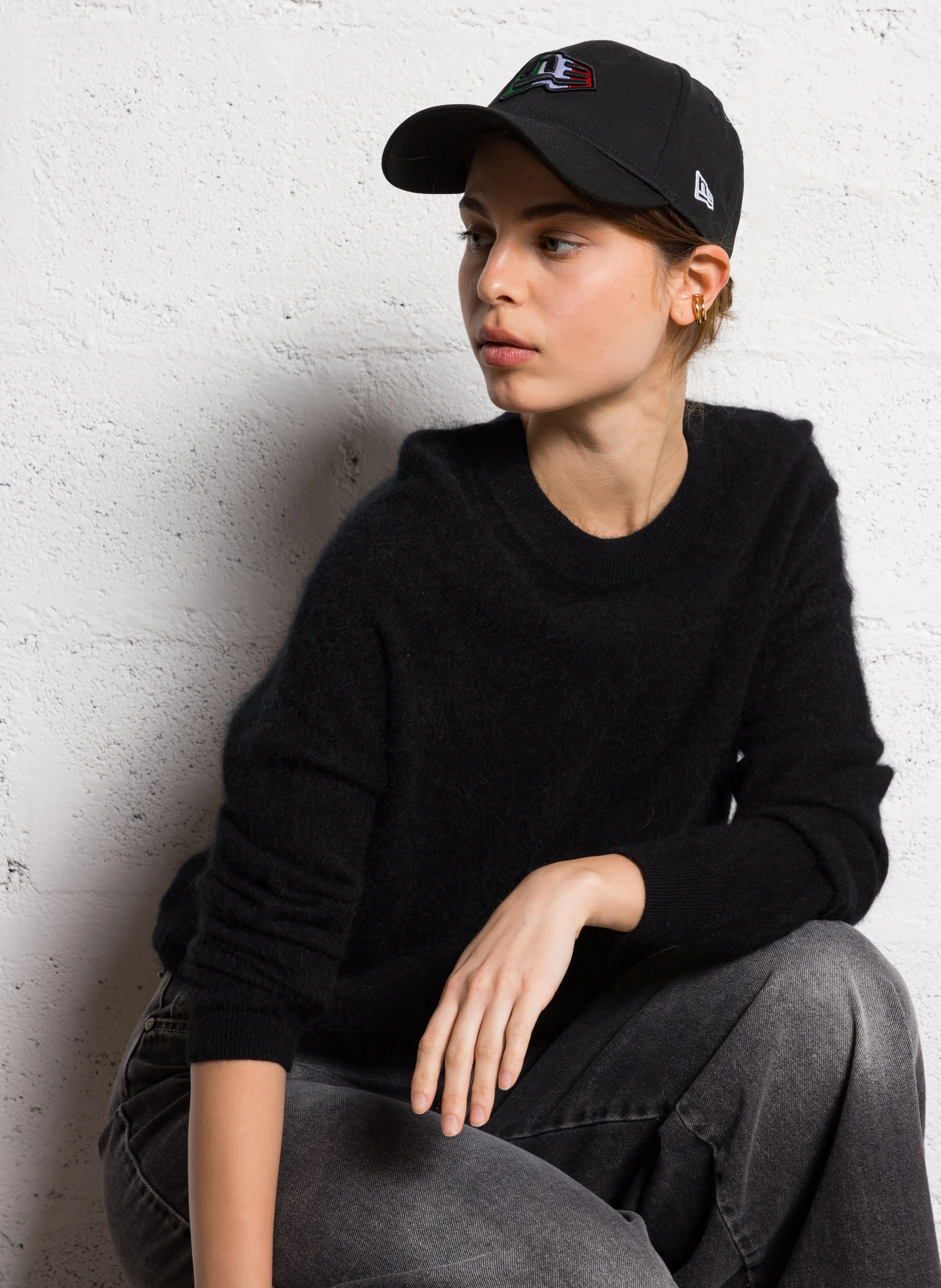 MARINETTY - Pull droit en laine mélangé| Noir