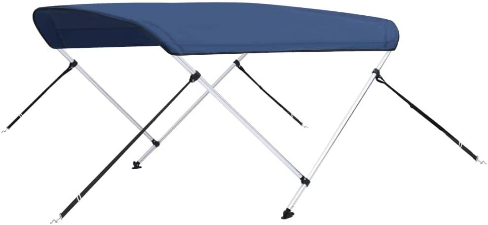 vidaXL 2-Bow Bimini Top mit Edelstahl-Clip Bootsverdeck Boot Verdeck Sonnendach Sonnenverdeck Sonnensegel Sonnenschutz Marineblau 180x150x110cm