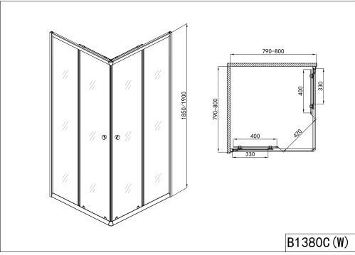 Badstuber - Corner - Douchecabine - Chroom - 80x80x190cm - Veiligheidsglas