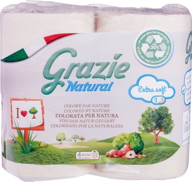 grazie natural Toiletpapier 3-laags 4 Stuks