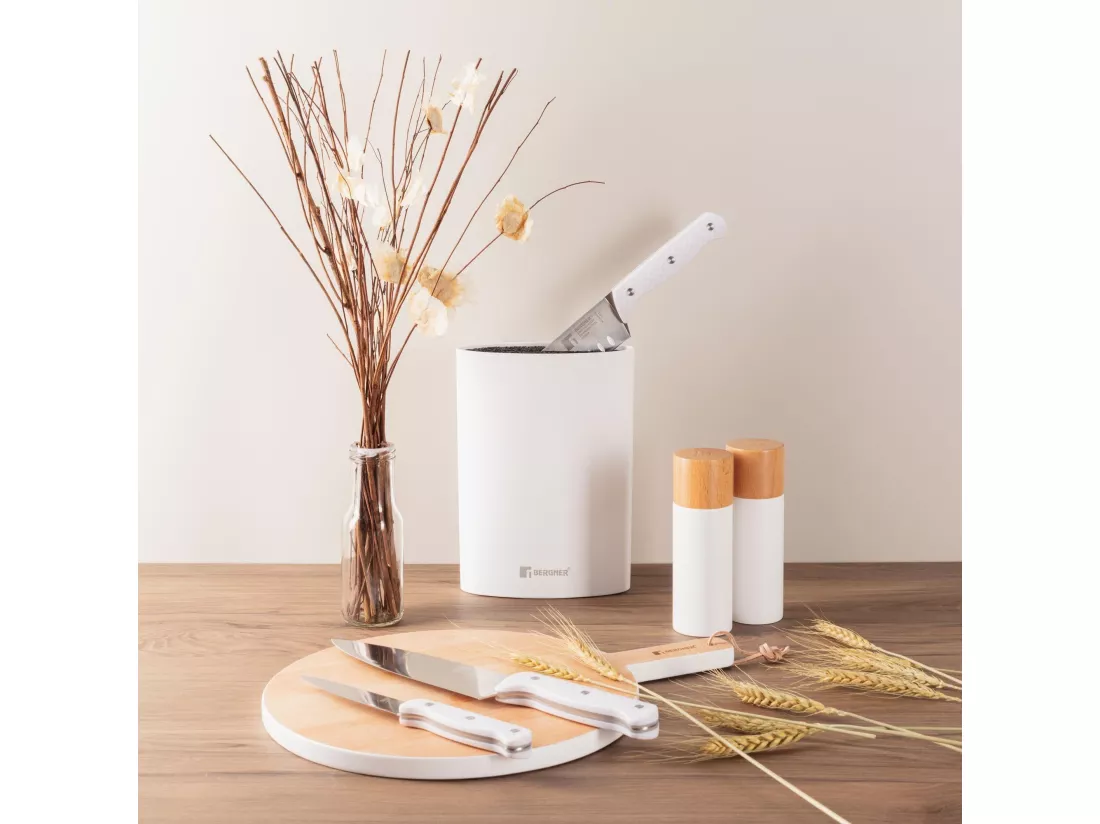 Coffret de 3 Couteaux (Chef + Santoku + Multiusage) avec Tacoma NATURELLEMENT en Acier Inox Bergner
