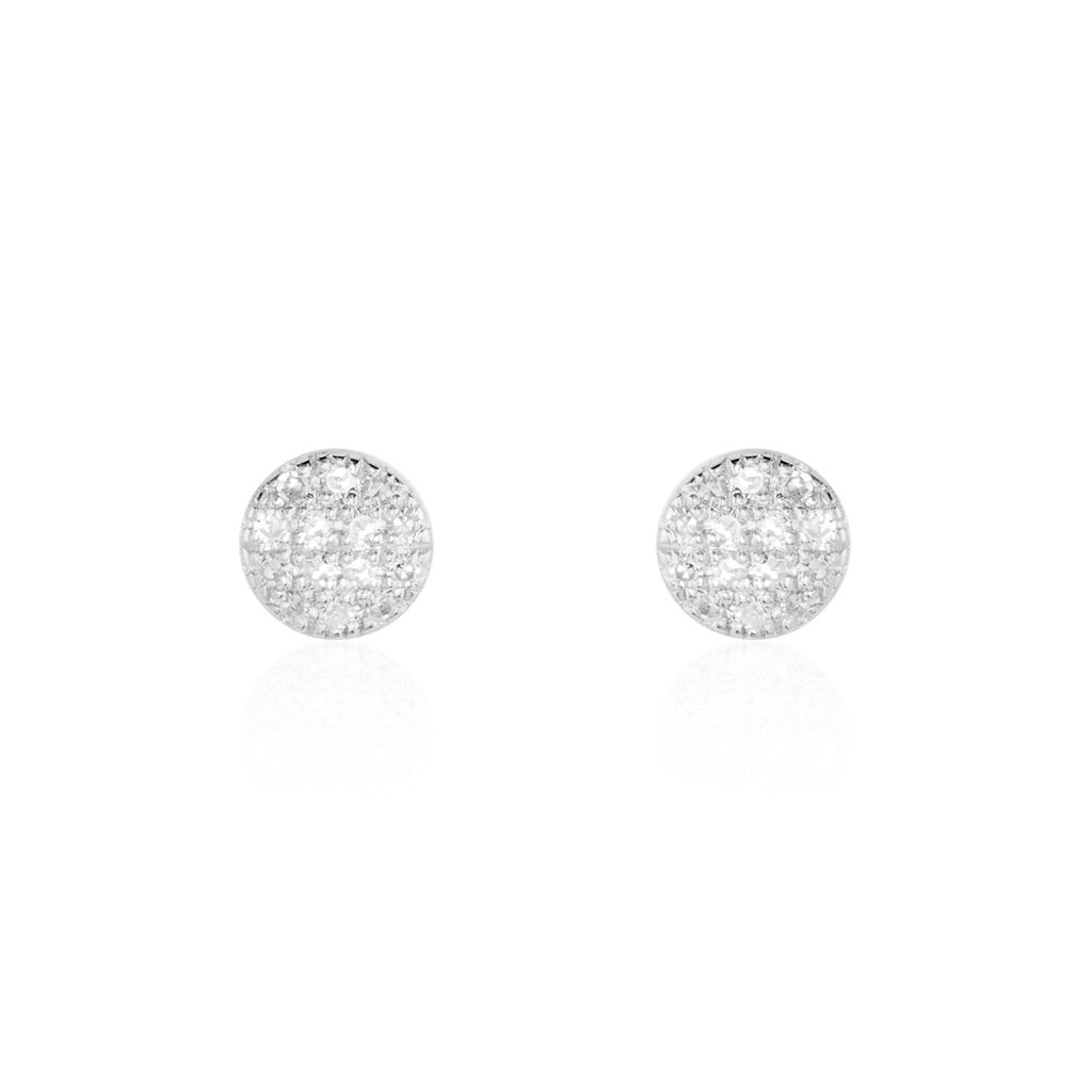Boucles D'oreilles Puces Teani Or Blanc Diamant