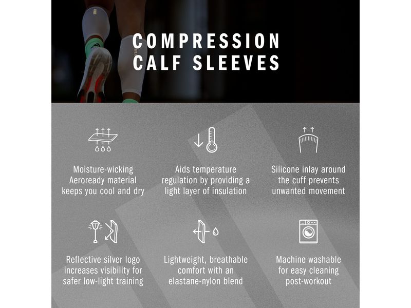 adidas Compression Calf Sleeves Weiss, L-XL Kompressions-Wadenwärmer