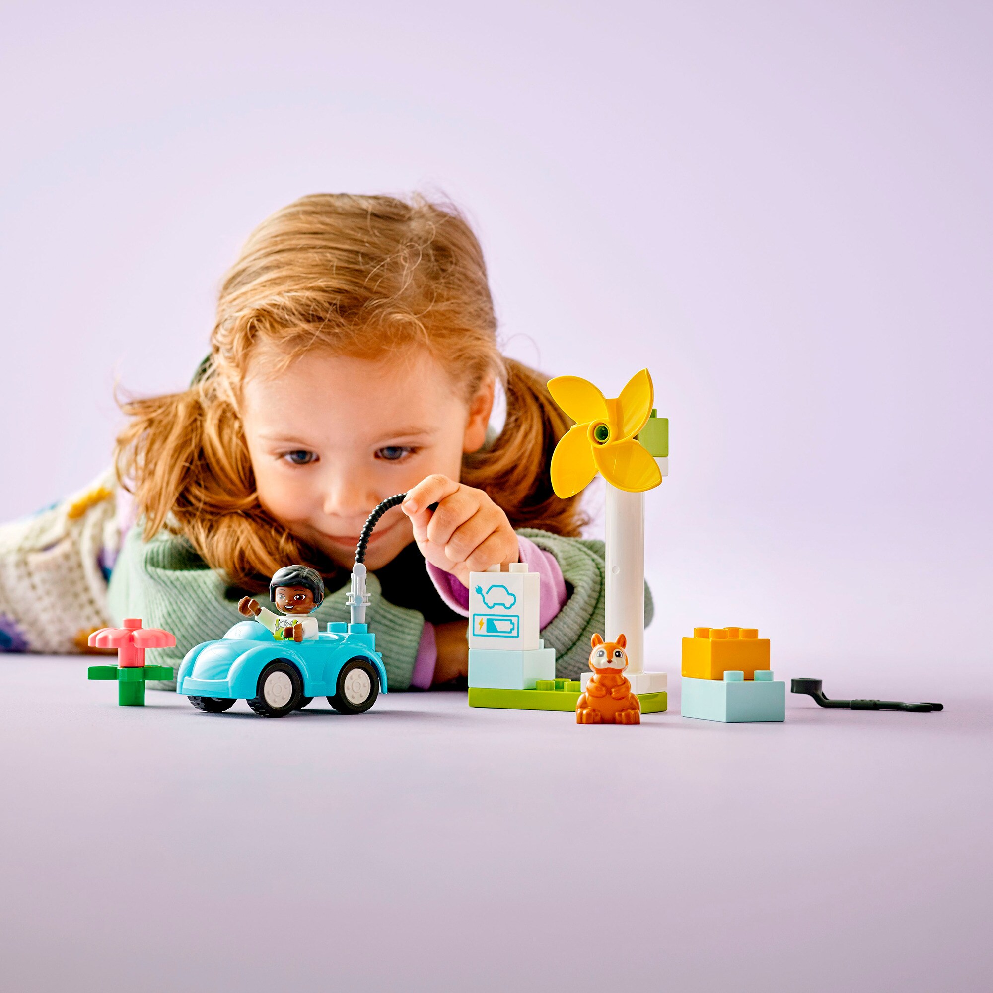 LEGO Konstruktionsspielzeug DUPLO Windrad und Elektroauto