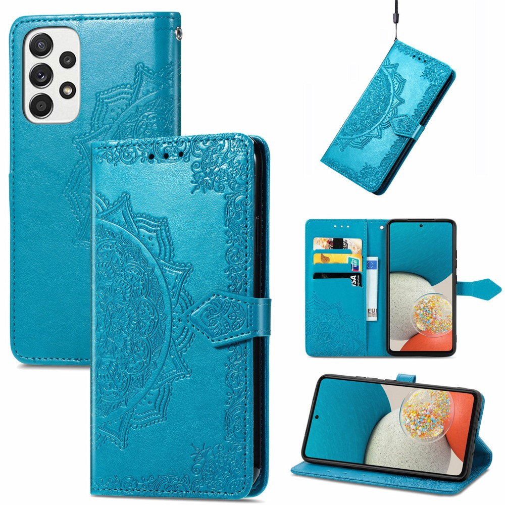 Samsung Galaxy A53 5G Leder Tasche Flip Cover Mandala - Blau