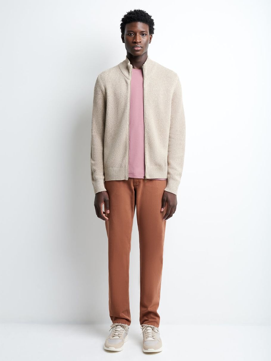 Cardigan col montant en coton
