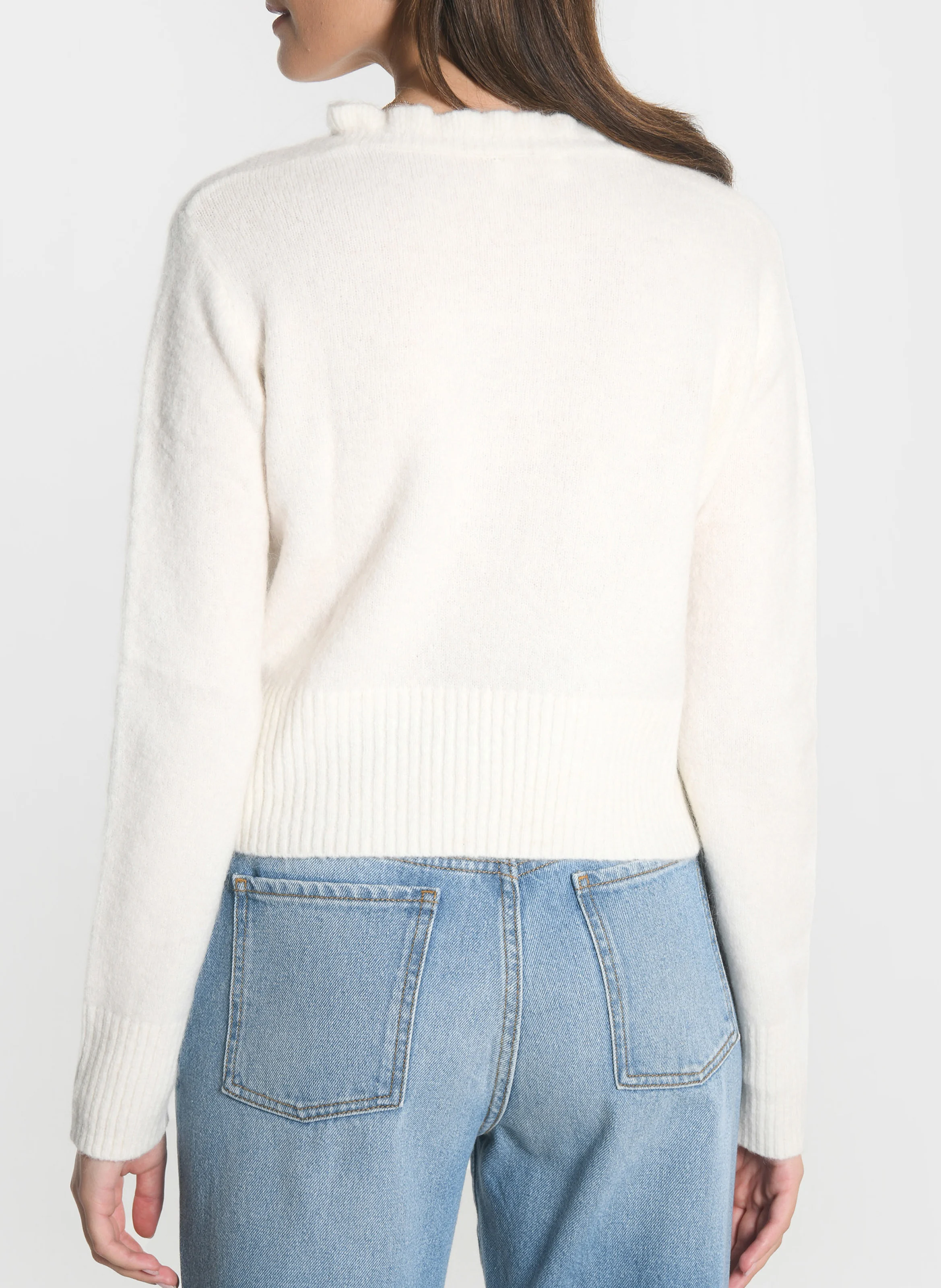 SANDRINE - Pull droit col V | Blanc