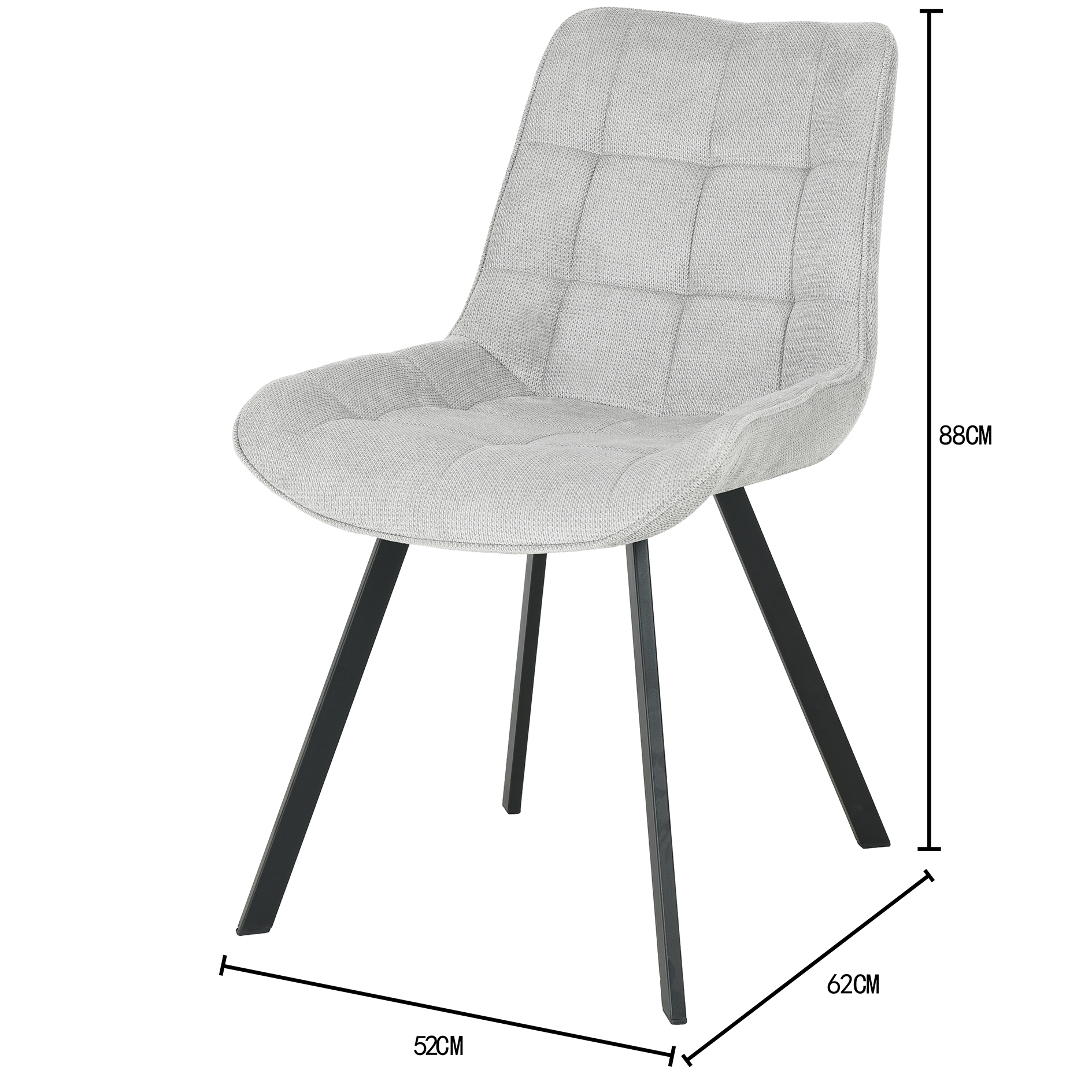 Polsterstuhl - grau - Leinen - 88 cm