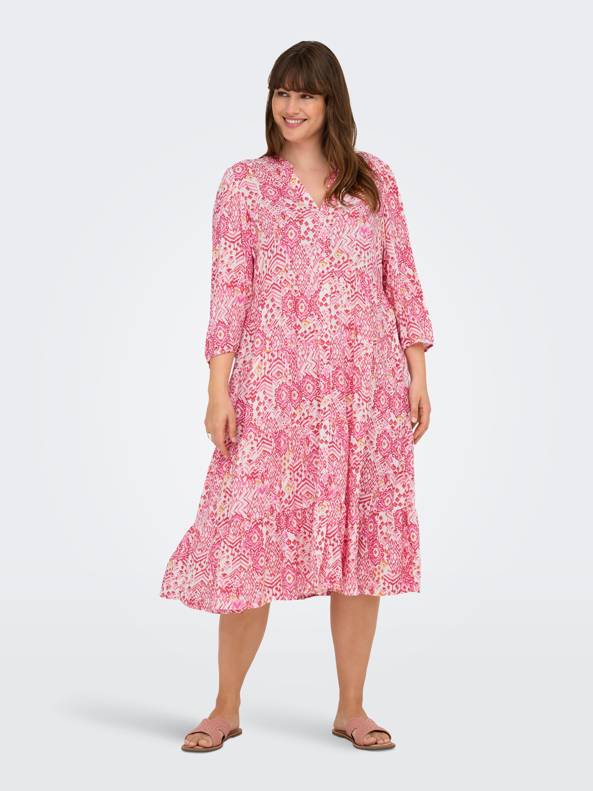 ONLY CARMAKOMA Tunikakleid »CARMILANA 3/4 DRESS WVN NOOS« Sommerkleid