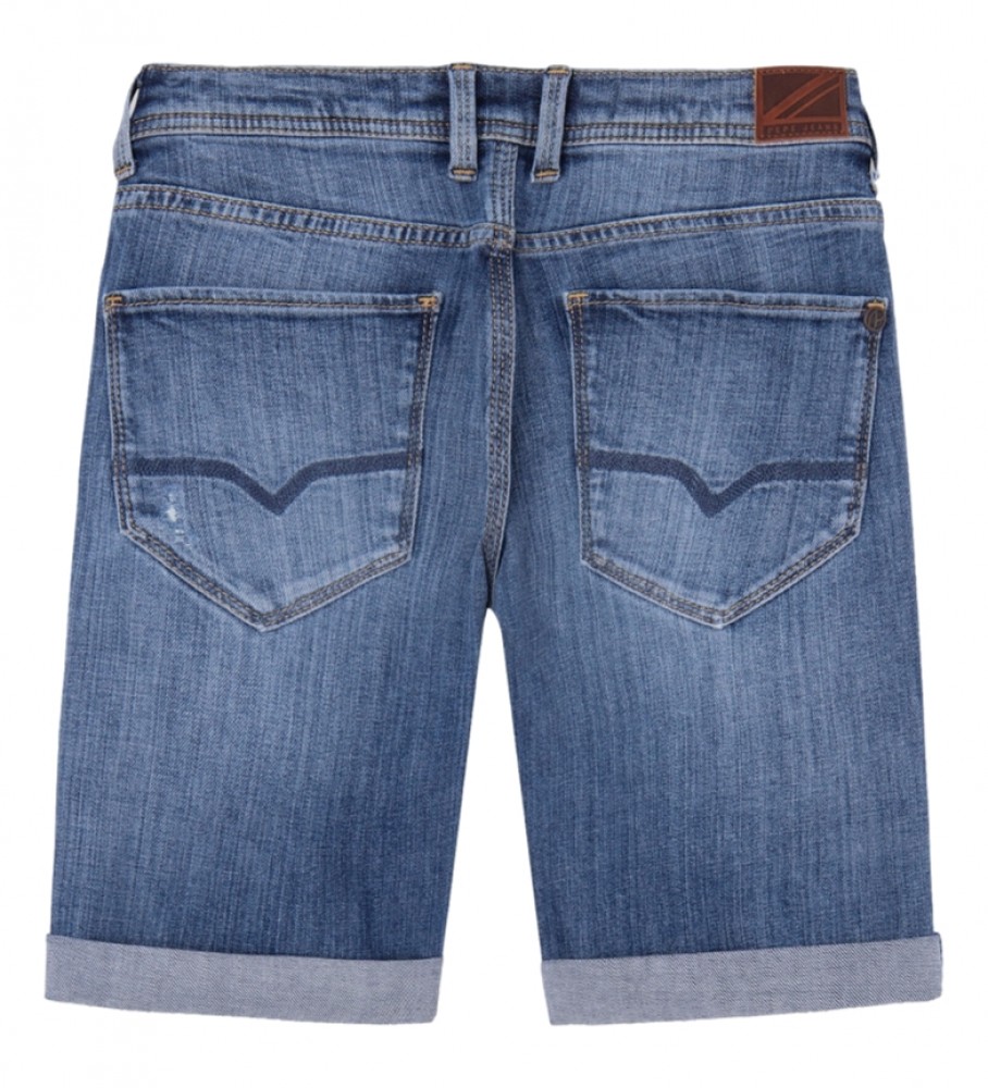Calça jeans curta Pepe Jeans com reparo azul