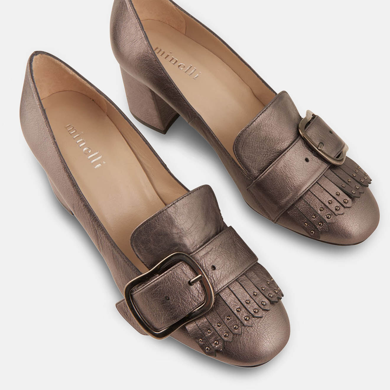 Minelli Trotters en Cuir verni Lili étain - Talon 6 cm