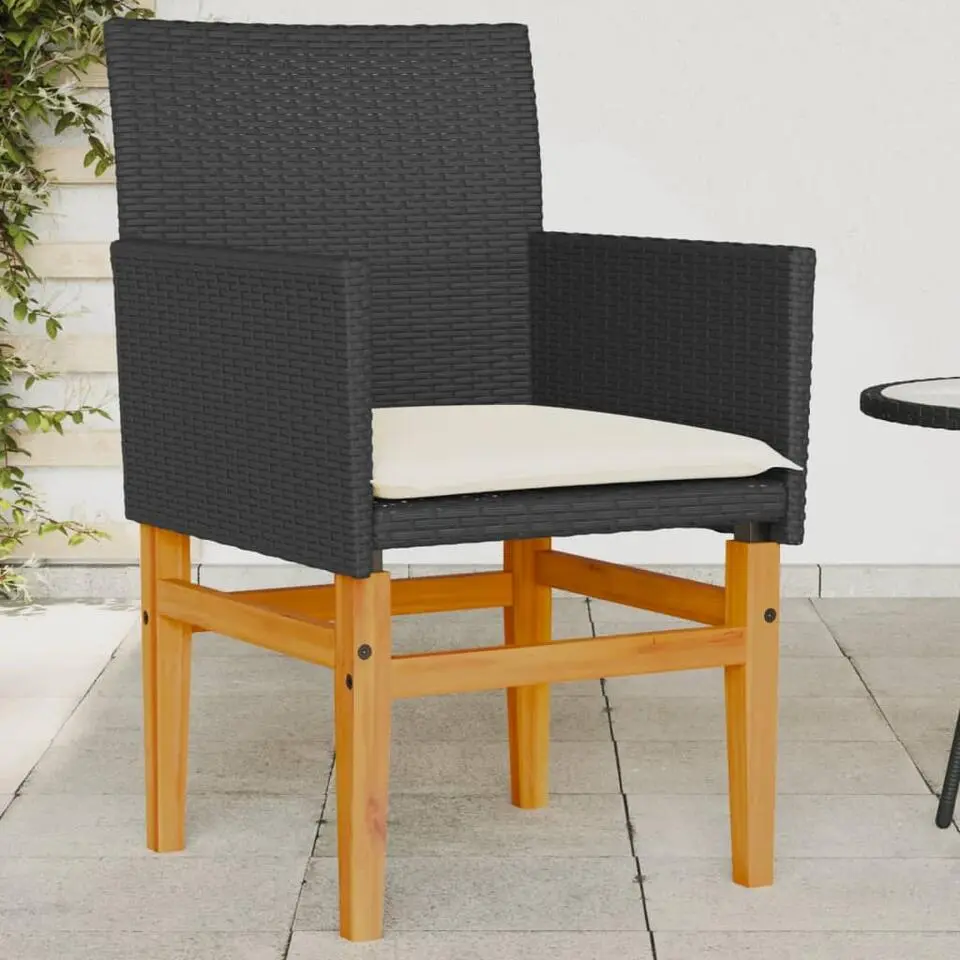 vidaXL - Tuinstoelen - Kussens - Zwart - Poly rattan - 2 stuks