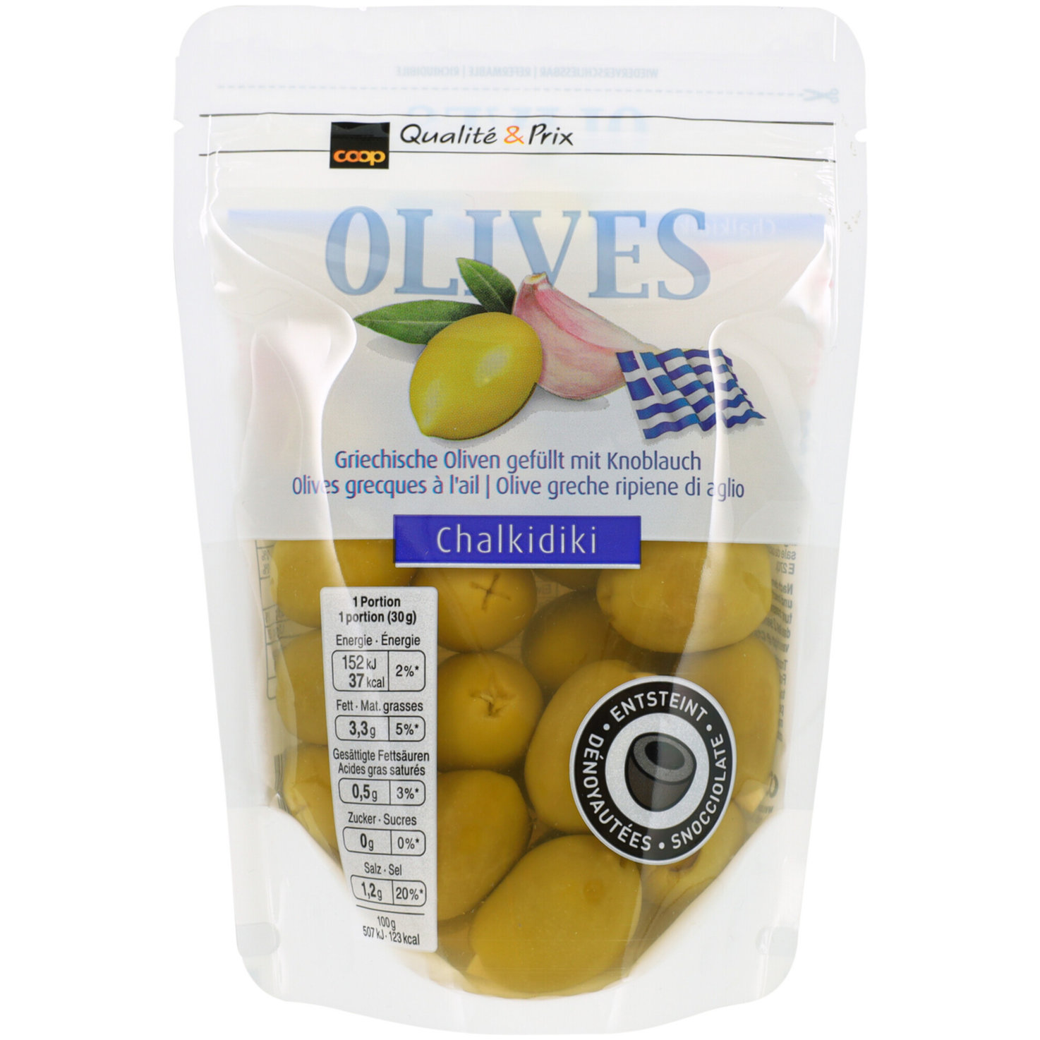 Oliven grün gefüllt Knoblauch