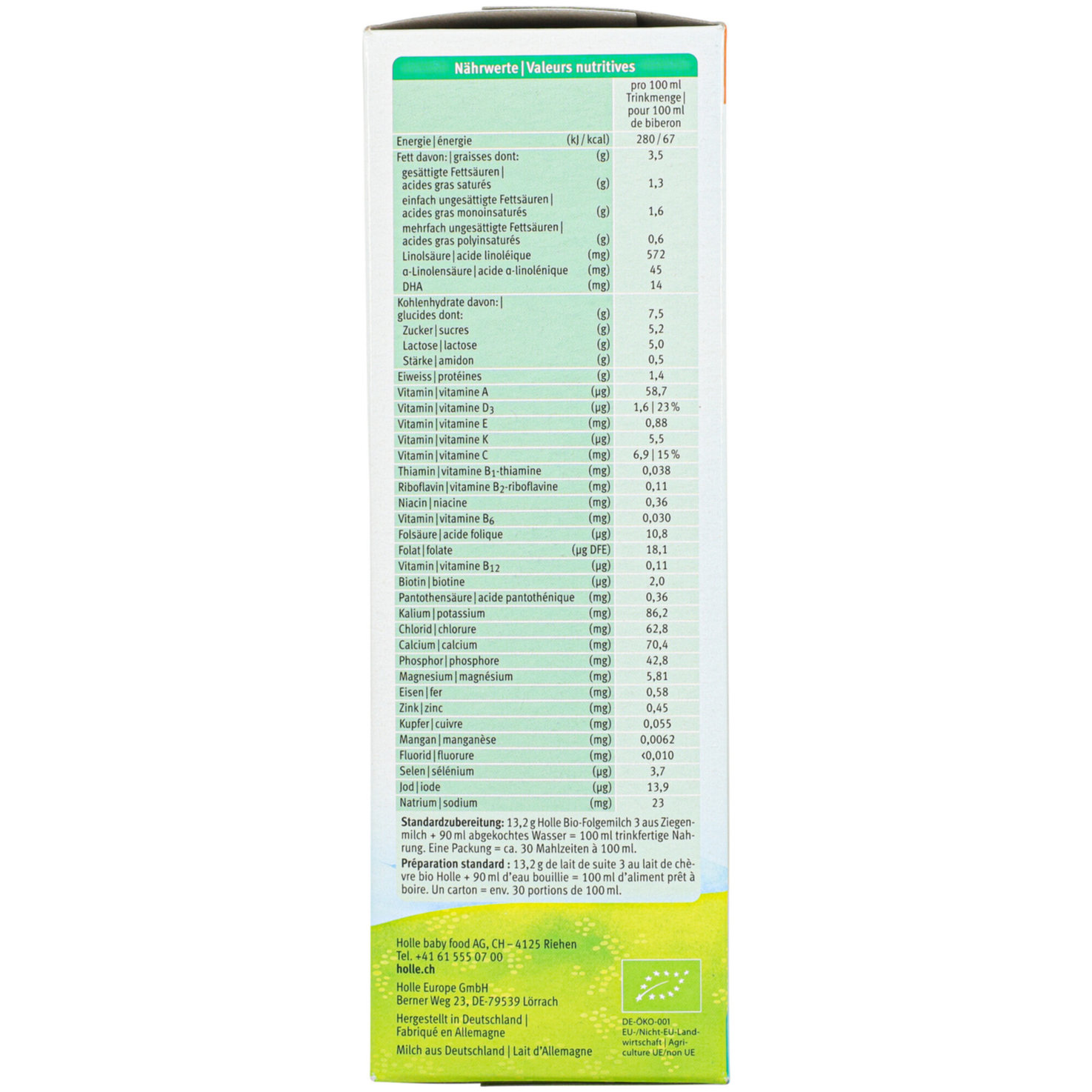 Holle Bio-Folgemilch 3 Ziegenmilch 9+ Monate