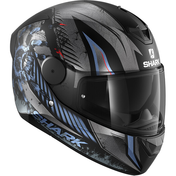 Shark - Casque D-Skwal 2 Atraxx Noir Mat / Gris Mat / Bleu